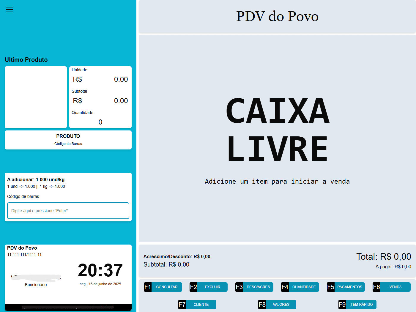 Screenshot do PDV